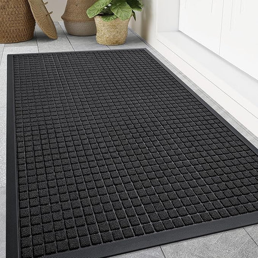 Smiry Front Door Mat Outside Entrance, Heavy Duty Natural Rubber Doormat