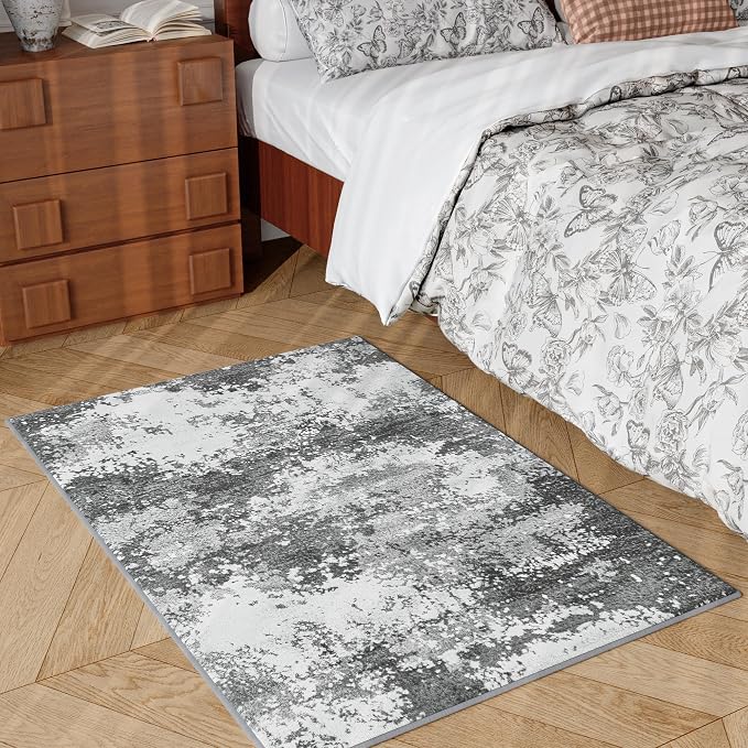 2x4 Washable Porch Rug Grey Welcome Door Mat Entrance 24x48, Small Runner Rugs