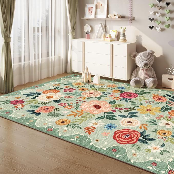 DUKINO 6x9 Area Rug, Floral Rugs