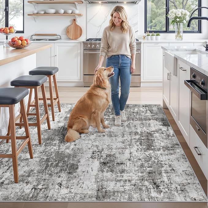 ZHXXUJ 7x7 Square Washable Area Rug, Non-Slip Indoor Rug