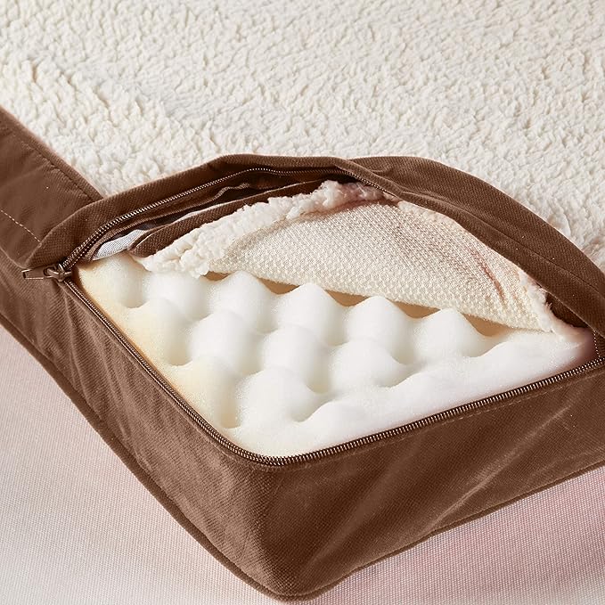 Happy Hounds Oscar Rectangle Orthopedic Foam Sherpa Dog Bed, Large (48 x 36 in.), Mocha