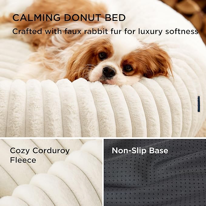 Bedsure Donut Medium Dog Bed and Washable Dog Bed