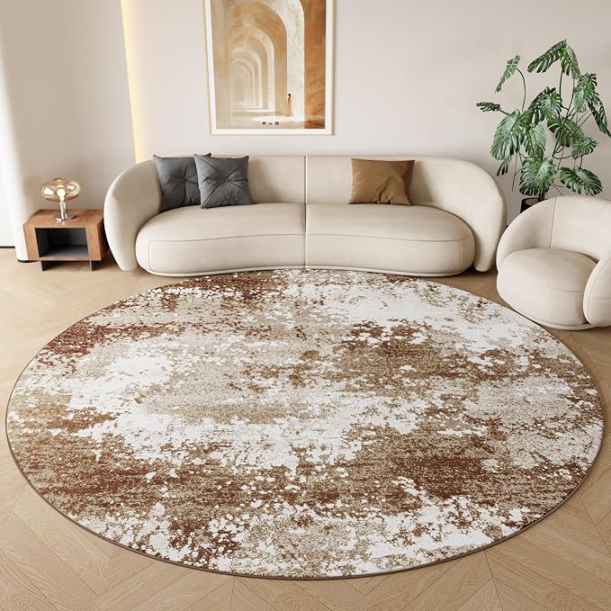 Brown Round Rugs 6ft Washable Circle Area Rug