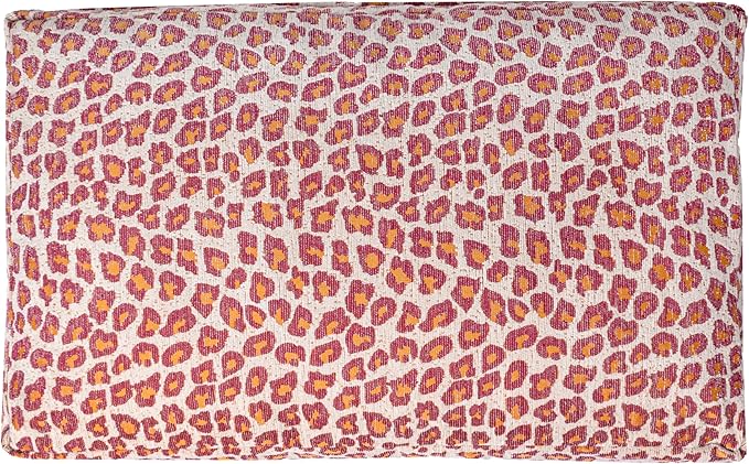 DBD3001F-XL Mabel 49.5" x 31.5" Designer Modern Ultra Soft Reversible Plush Rectangular Pet Bed with Washable Cover, Raspberry Leopard