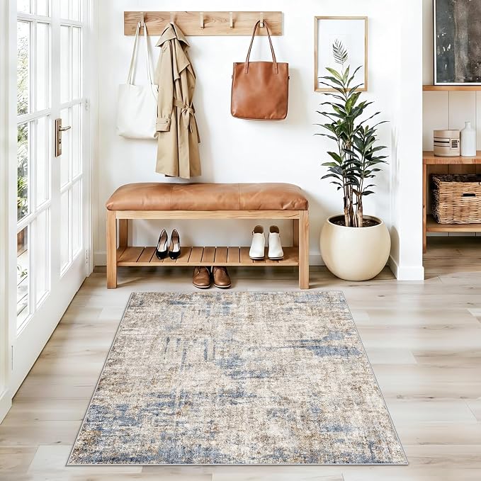 3x3 Square Entryway Rug Washable – Non-Slip Small Area Rug