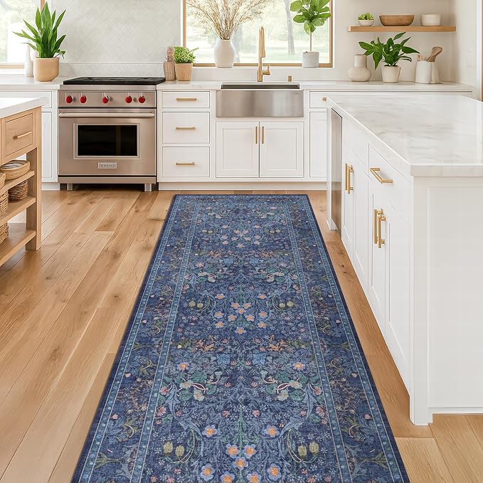 Dark Blue 2'6" x 10' Long Runner Rugs