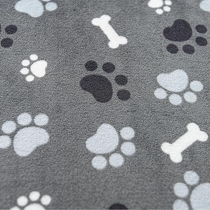 Dog Blanket Paw Bone Pattern 1 Pack 1 Super Soft Warm Flannel Sofa Cover Car Bed Protector, Urine Proof Washable Outdoor Pet Blanket for Puppy Large Dogs & Cats,80"*60" Grey