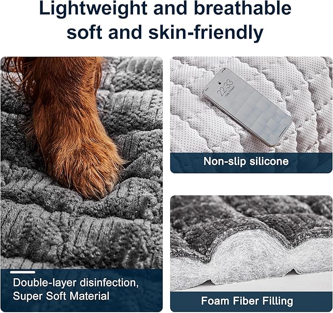 Couch Cover for Dogs Washable,Anti-Slip Back Cat Mat Pet Pad Blanket for Furniture Protector,Fuzzy Pet Sofa Cover for 3 Cushion Couch Sofa Pets Friendly (Dark Gray, 1pc/36"x65"/Seat Cover)