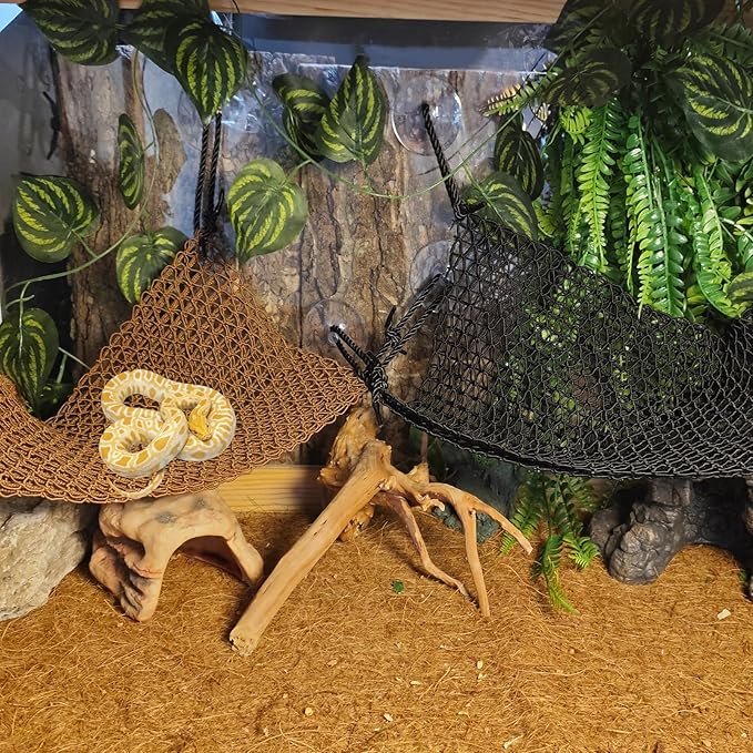 Bearded Dragon Hammock Lizard Climbing Hammock Lounger Collapsible Reptile Climbing Wall Bridge Tank Accessories for Gecko Snake Hermit Crab Chameleon (2 Pcs)