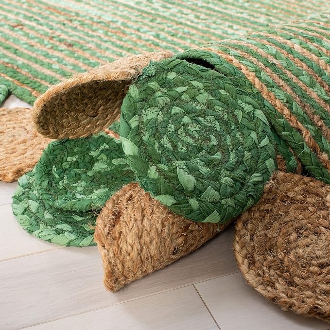 SAFAVIEH Cape Cod Collection 2' 3" x 8' Green / Natural CAP201Y Handmade Boho