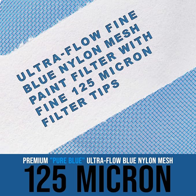 TCP Global - 125 Micron Filter Tips Ultra-Fine Paint Strainer - Pure Blue Nylon