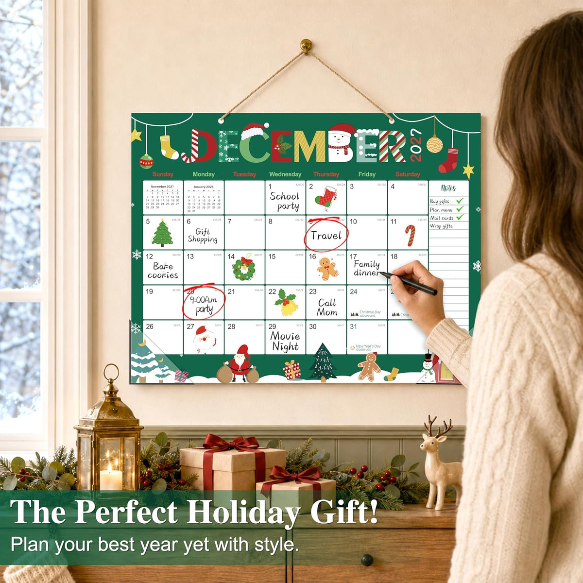 GuassLee Large 2027 Desk Calendar, 39 Month Oct 2026-Dec 2029, 22" x 17"
