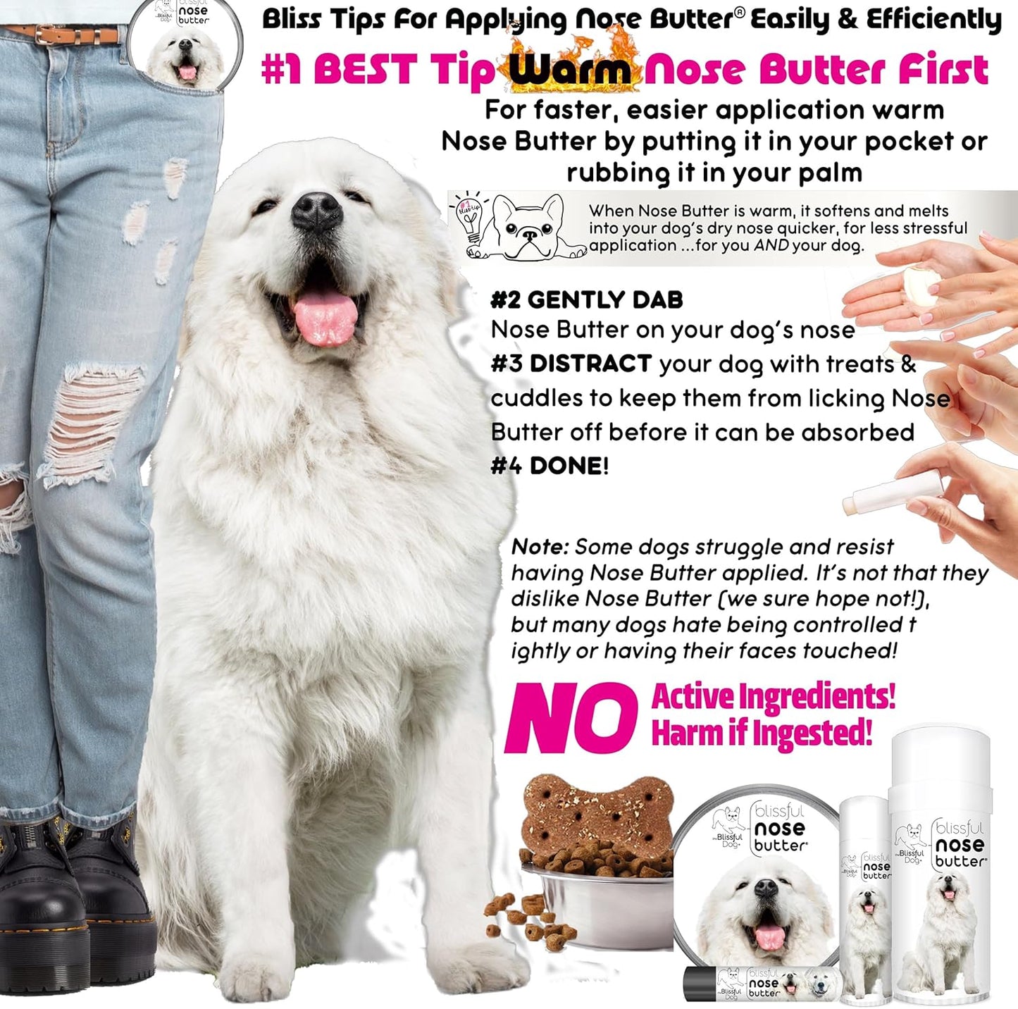 The Blissful Dog Great Pyrenees Unscented Nose Butter - Dog Nose Butter, 16 Ounce