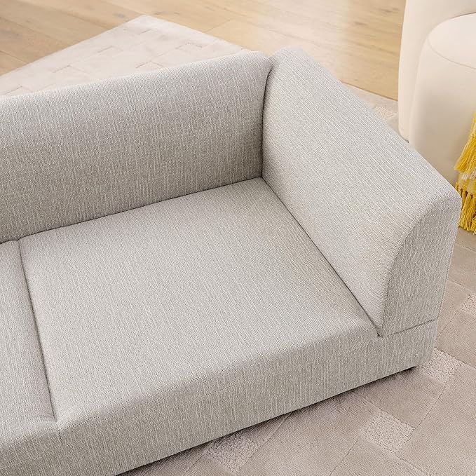 Oversized Dog Sofa Couch for Medium & Large Dogs, Modern Pet Couch Bed with Backrest & Armrests, Supportive Foam Cushion, Linen Fabric Dog Couch