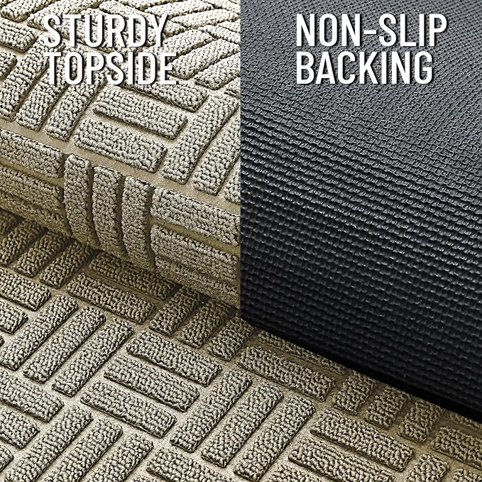 OLANLY Front Door Mat Outside Entrance 59x34, Heavy Duty Sturdy Natural Rubber