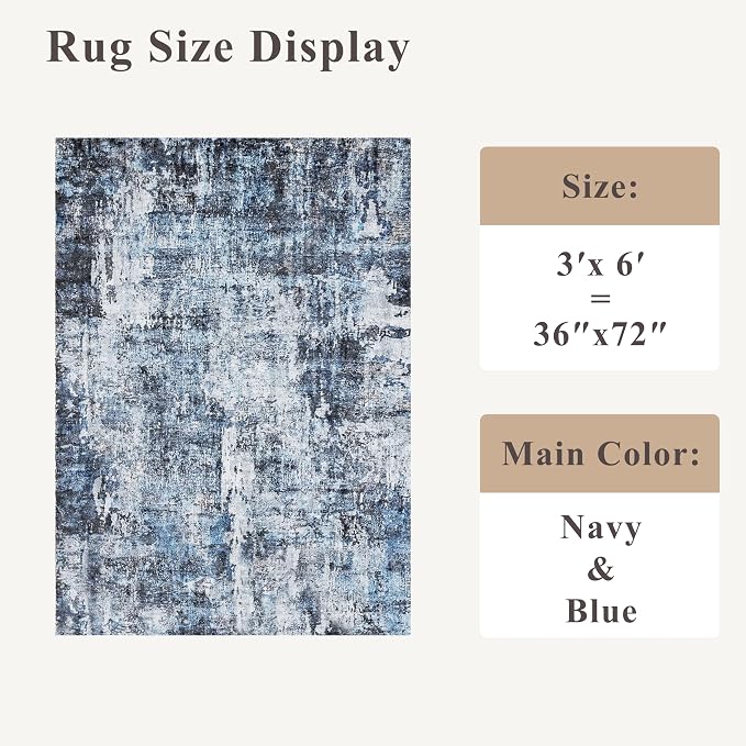 3x6 Washable Wide Runner Rug – Non-Slip Floor Carpet Runner