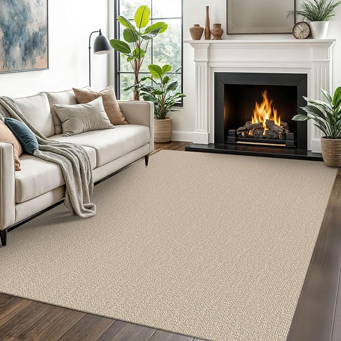 EARTHALL Washable Area Rugs 5x7 Ft Non Slip Living Room Rugs Cotton Rubber