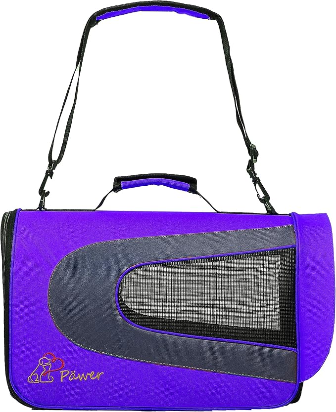 Pawer 18” x 11”x 11” Soft-Sided Foldable Airline Approved Pet Carrier for Cat, Puppy and Small Dog, Washable 600D Oxford Fabric, with Handle and Strap for Carry, Multiple Colors Available