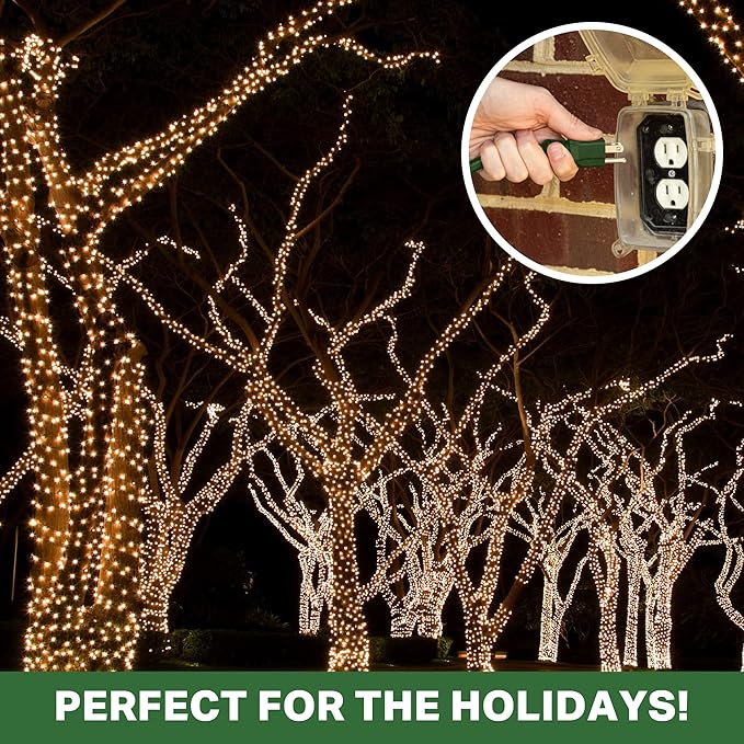 13 Amp Outdoor Extension Cord 15 ft, 16/3 SJTW 15ft Green Extension Cord 3 Prong, Weatherproof for Outdoor Lights, Landscaping & Lawn - US Veteran Owned
