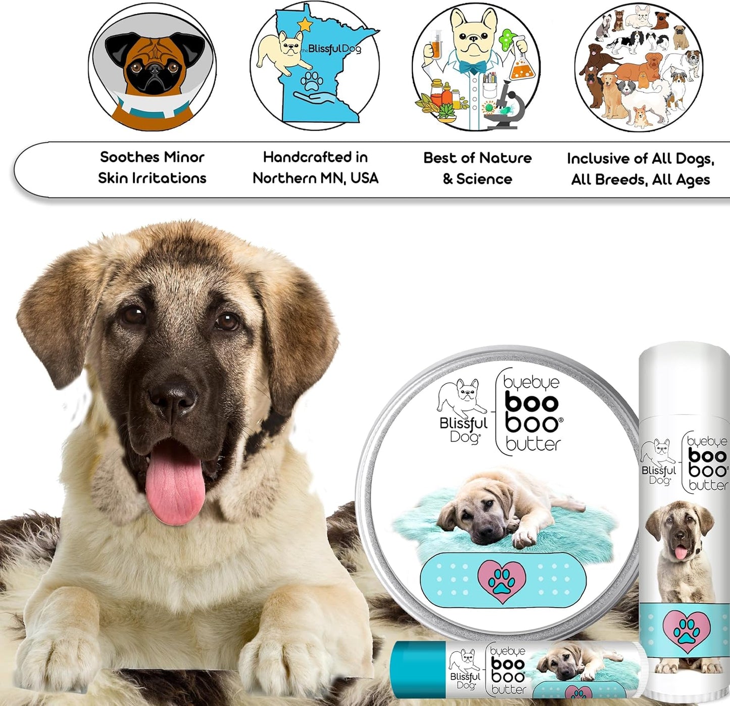 The Blissful Dog Anatolian Shepherd Boo Boo Butter, 8 Ounce