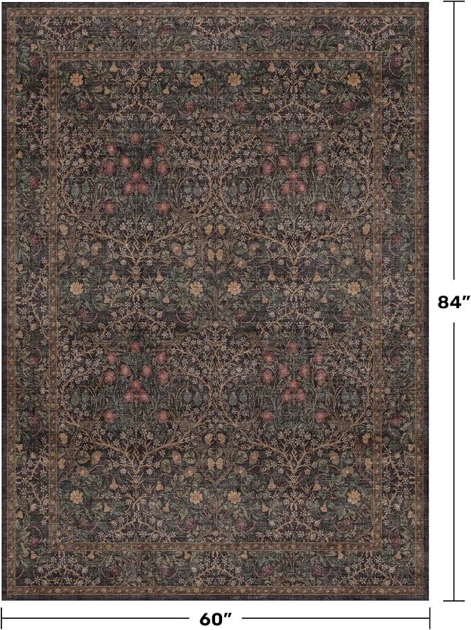 Dark Brown Washable 5x7 Area Rugs