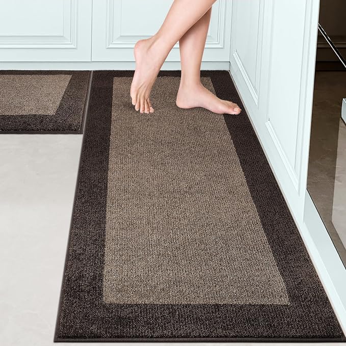 Machine Washable Kitchen Rugs Set of 2, Non Slip Kitchen Mats