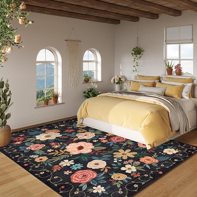 DUKINO 6x9 Area Rug, Floral Rugs