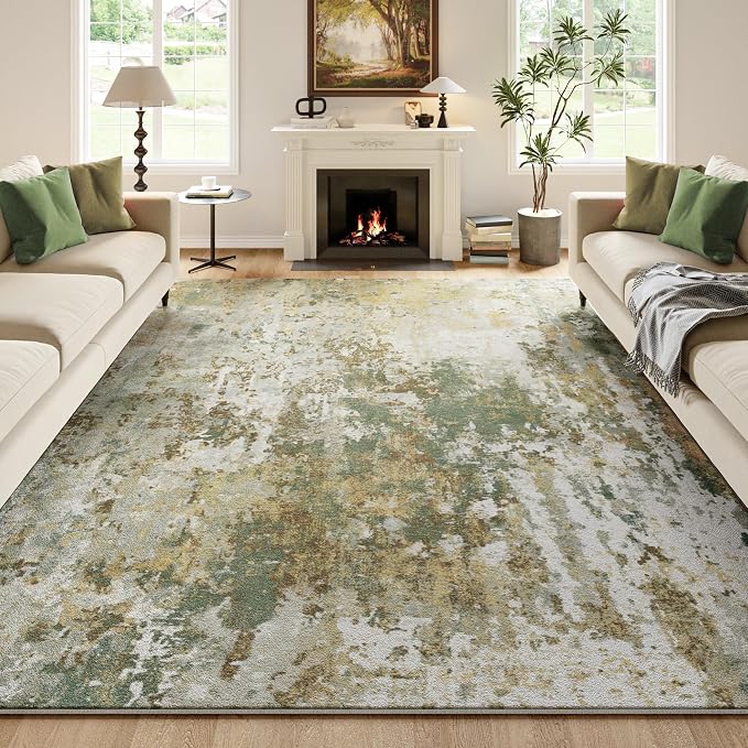 Green Washable Rug 6x9 Area Rugs