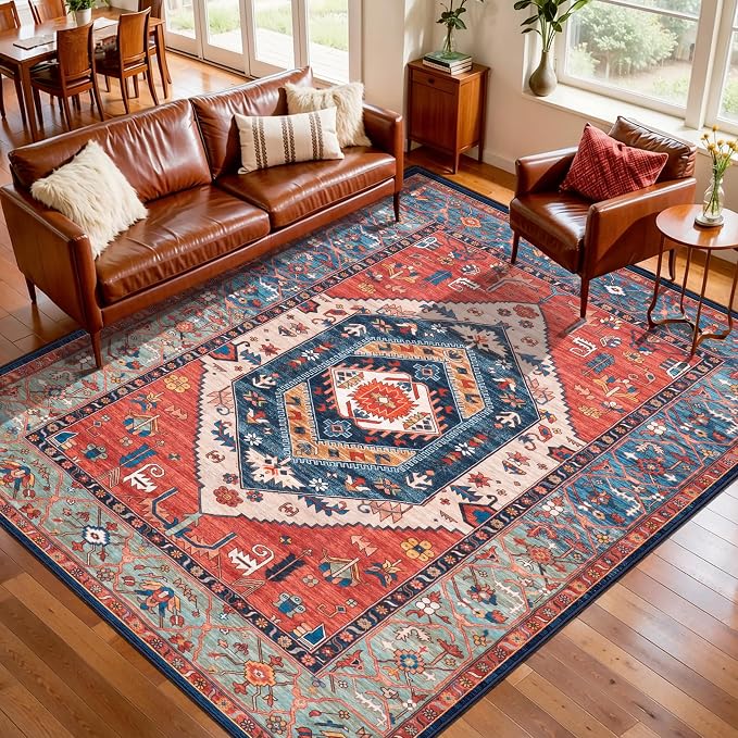 SERISSA 5x8 Area Rugs for Living Room, Large Washable Non-Slip Boho Rug