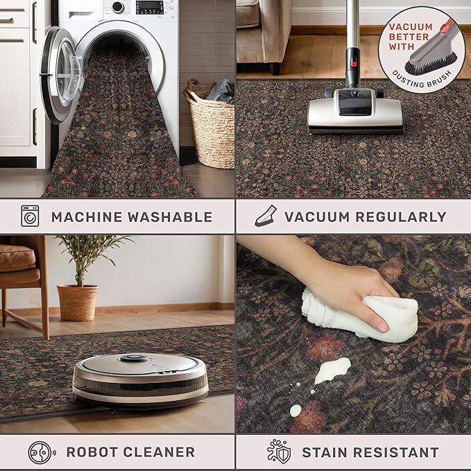 Washable Dark Brown 4x6 Area Rugs
