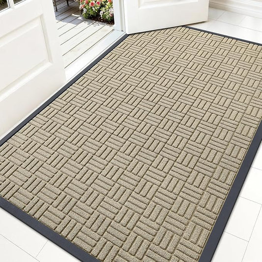 OLANLY Front Door Mat Outside Entrance 59x34, Heavy Duty Sturdy Natural Rubber