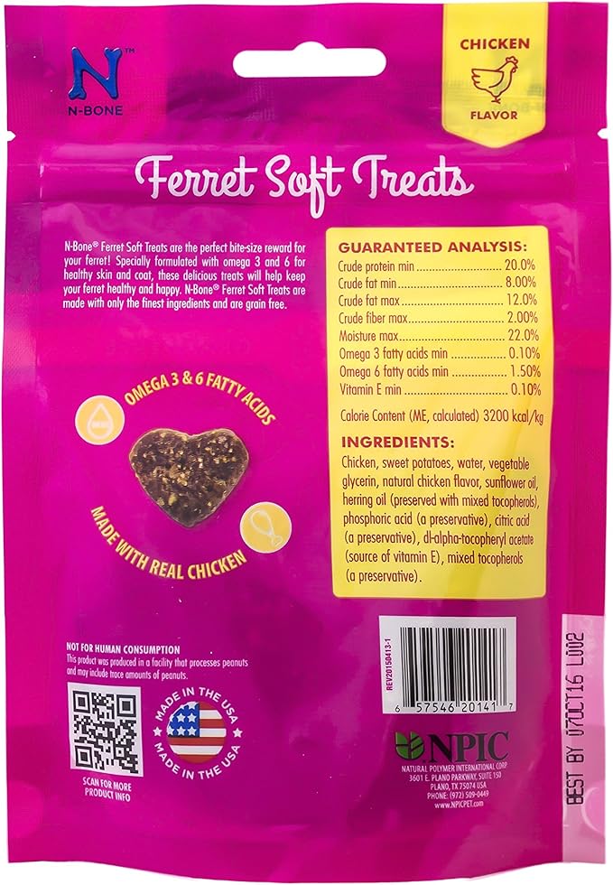 N-Bone 1 Pouch Ferret Soft Treats Chicken Flavor, 3 Oz
