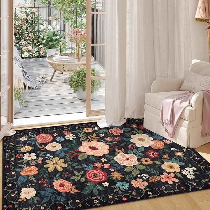 DUKINO 3x5 Area Rug, Floral Rugs