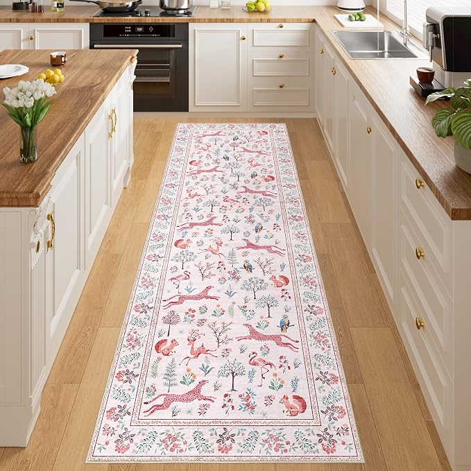 DUKINO 2.6x8 Rug for Hallway, Washable Kitchen Runner Rug