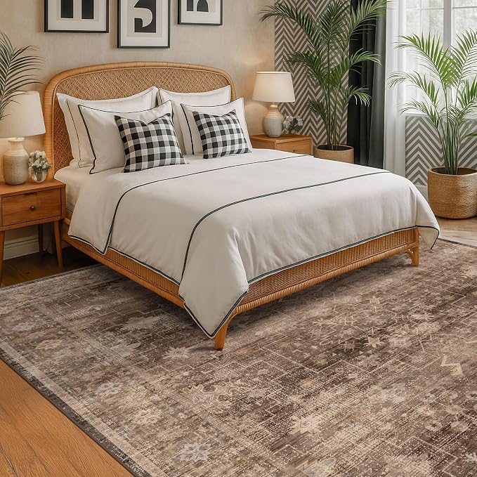 Hazo Haus Boho Taupe Brown Living Room Rug 8x10