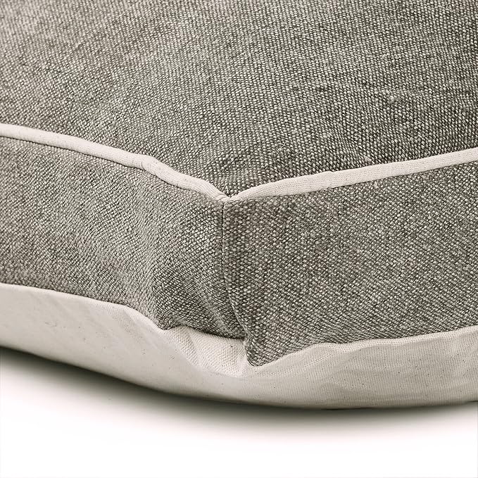 36" Gray and White Solid Stonewash Pillow Dog Bed with Removable Cover