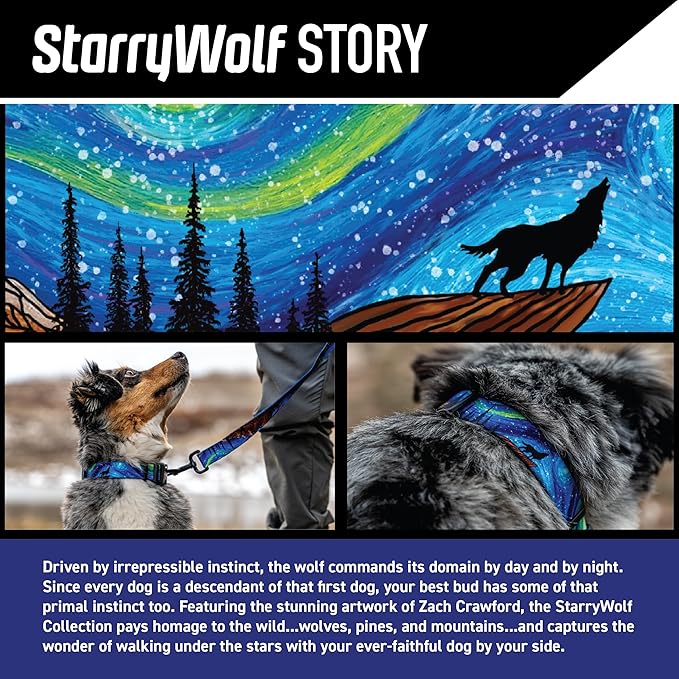 Wolfgang Heavy Duty Adjustable Dog Harness, Pull-Tested for Walking & Training, StarryWolf Print, Medium