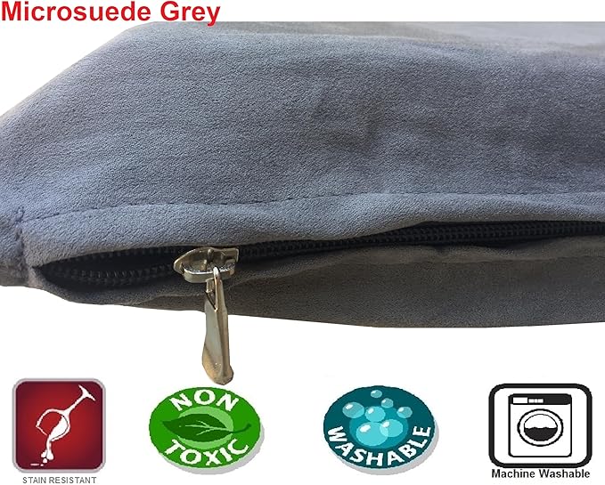 Dogbed4less Shredded Memory Foam Pillow Dog Bed with Waterproof Liner and Machine Washable Cover (Gray Microsuede, Medium 36"X29")
