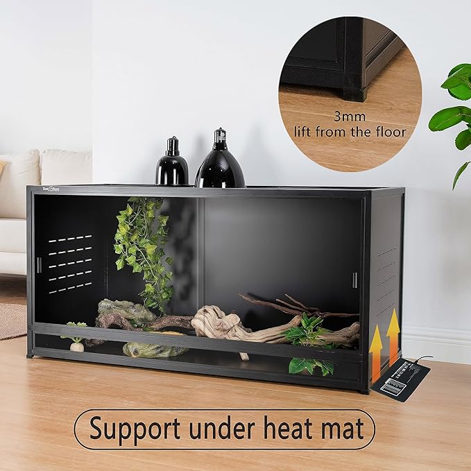 Reptile Terrarium 40''x16''x16'' ToxiRium Large PVC Reptile Enclosure 44 Gallons with 12'' Height Cabinet for Bearded Dragon Gecko Lizard Snake, Wide Breeding Vivarium Area with Sliding Doors Lock