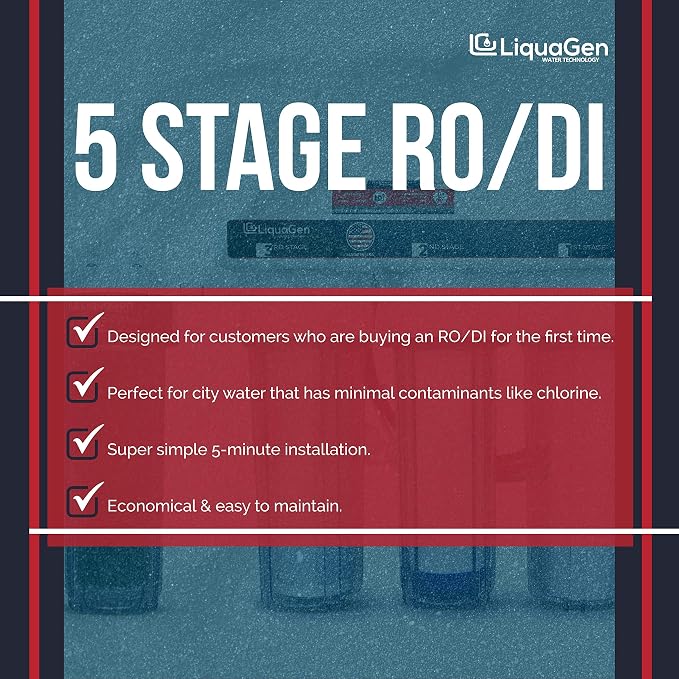 LiquaGen- Super Flow Reverse Osmosis & Deionization Water Filtration System-