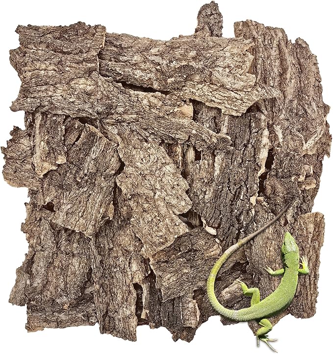 VCEPJH Reptile Bark Bedding,2 LB Natural Cork Bark for Reptiles Flat Cork Wood Terrarium Substrate Tank Supplies for Snake Spiders Bearded Dragons Hermit Crabs Geckos