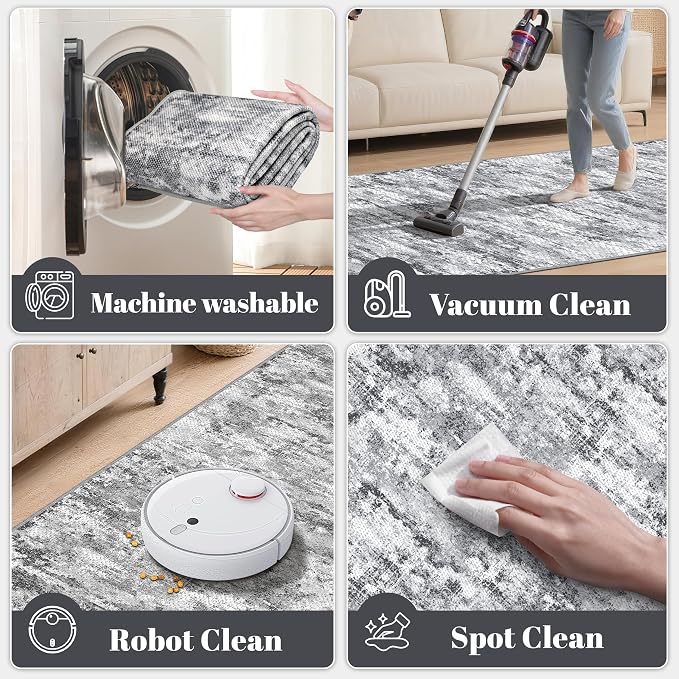 3x5 Area Rug Washable Entryway Rug Non Slip Abstract Tear and Stain Resistance