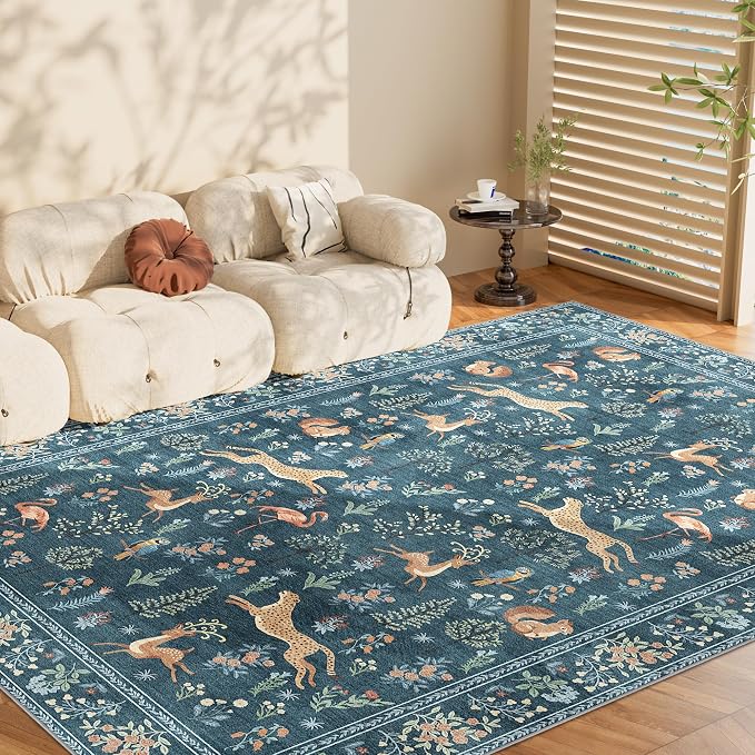 DUKINO 8x10 Rug, Washable Animal Living Room Rug