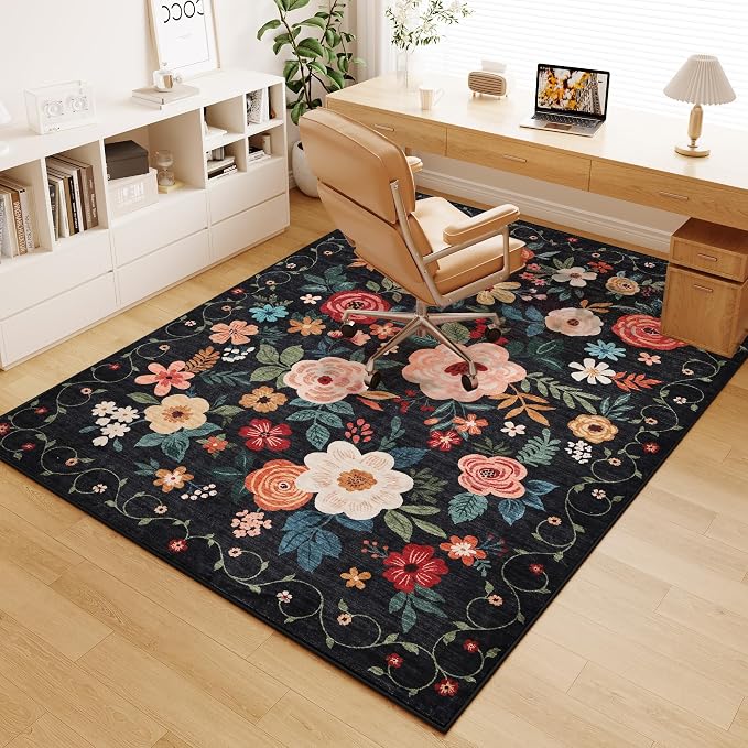 DUKINO 6x9 Area Rug, Floral Rugs