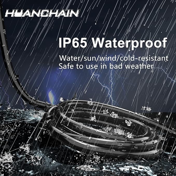 HUANCHAIN 6 FT 16 Gauge Black Indoor Outdoor Extension Cord Waterproof, Flexible Cold Weather 3 Prong Electric Cord Outside, 13A 1625W 125V 16AWG SJTW, ETL Listed