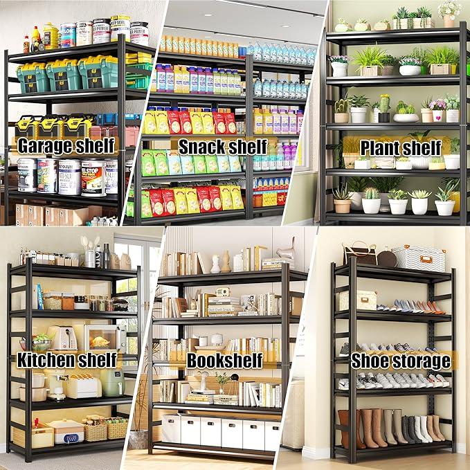 78''H Metal Garage Shelving Unit ,5-Tier Garage Storage Shelves Heavy Duty，Adjustable 3020 lbs Shelf, Upgraded Reinforced Double-Layer Columns for Basement Kitchen Laundry Room Pantry Rack 40''W*18''D