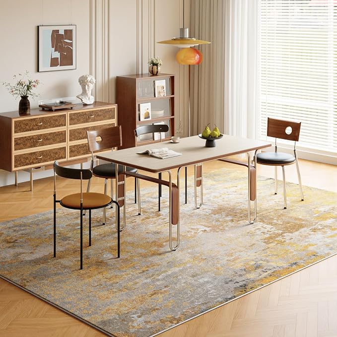 Beige Gold Washable Rug 6x9 Area Rugs