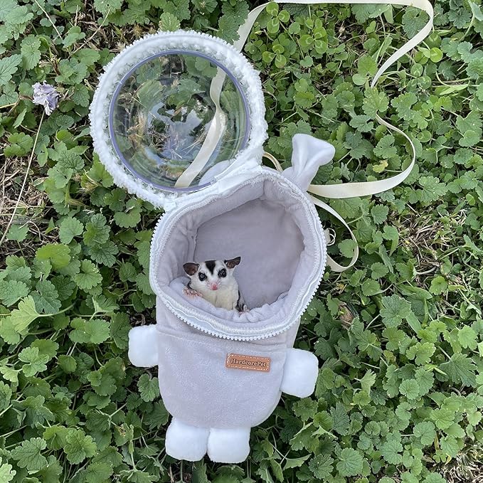 Hamster Carrier Rat Bag Cute Rabbit Shape Small Animal Sugar Glider Travel Pouch Gerbil Hedgehog Portable Travel Carrier Outdoor Hangbag Grey Squirrel Rat Carrier (Grey)