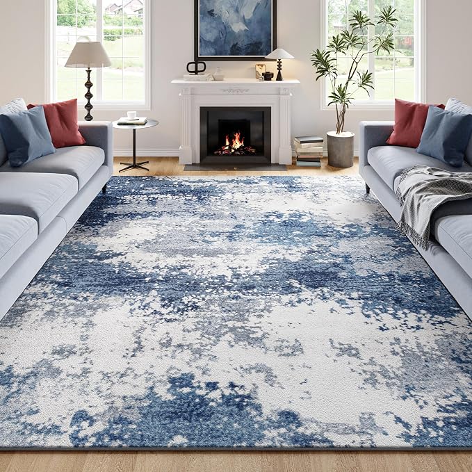 Blue Washable Rug 6x9 Area Rugs