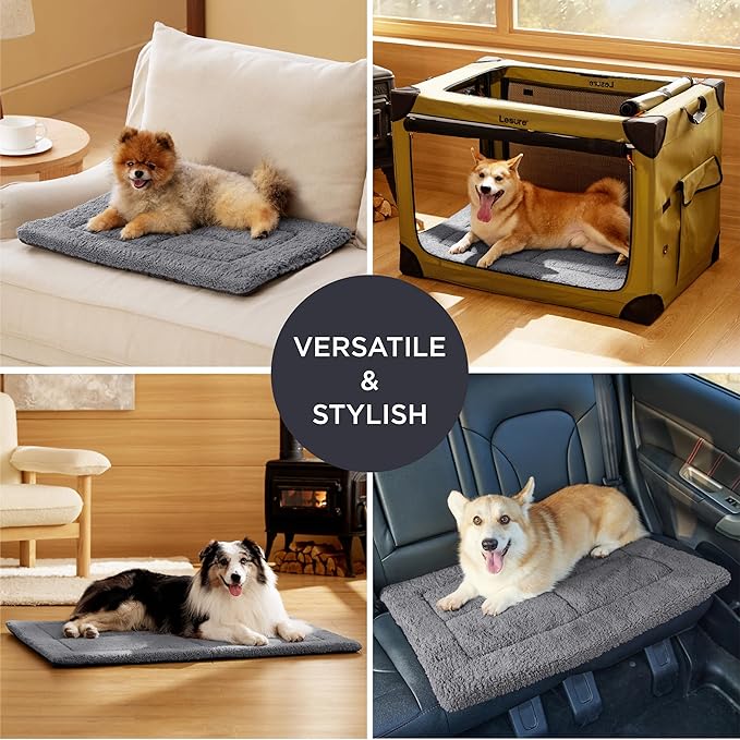 Bedsure Washable Dog Crate Bed for Large Dogs, Soft Foam Floor Pet Mat, Versatile Lightweight Pet Crate Pad for Cages